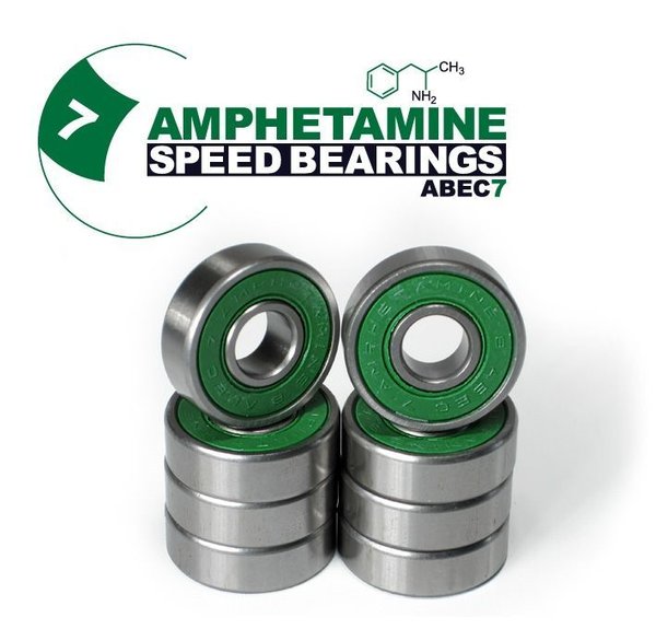 AMPHETAMINE SPEED BEARINGS - ABEC 7 (8-Ball) inkl. Spacer + Sticker