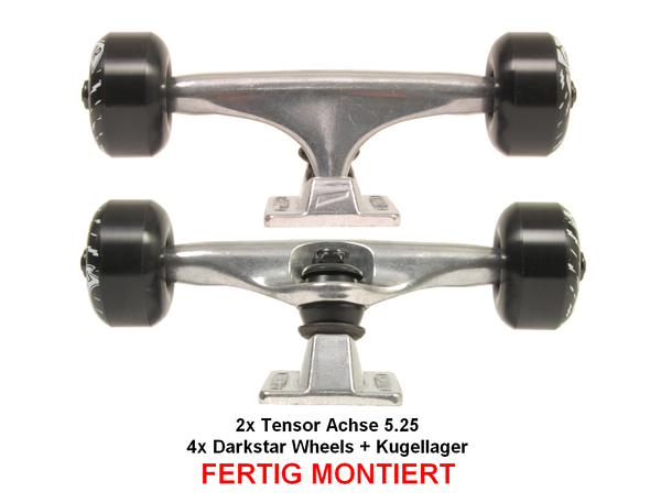 TENSOR & DARKSTAR Achsen Set 5.25" - 2x Skateboard Achsen + Rollen & Kugellager / Fertig montiert