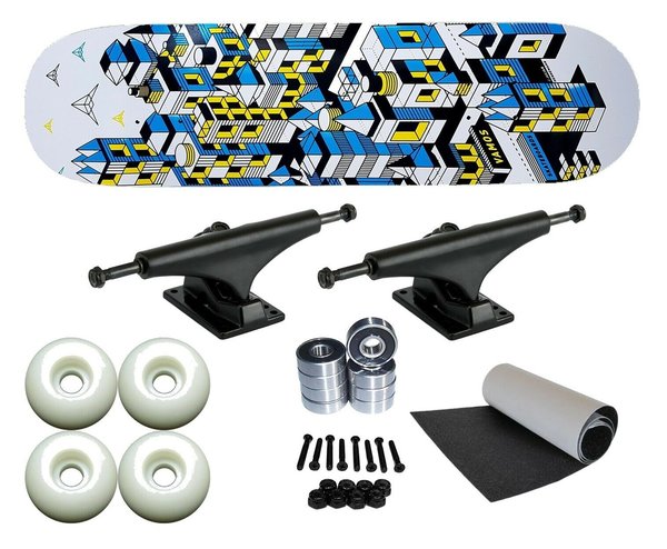 Vamos INVASION Deck, Achsen, Grip, Bearings, Wheels Komplett Skateboard Setup 8.25"