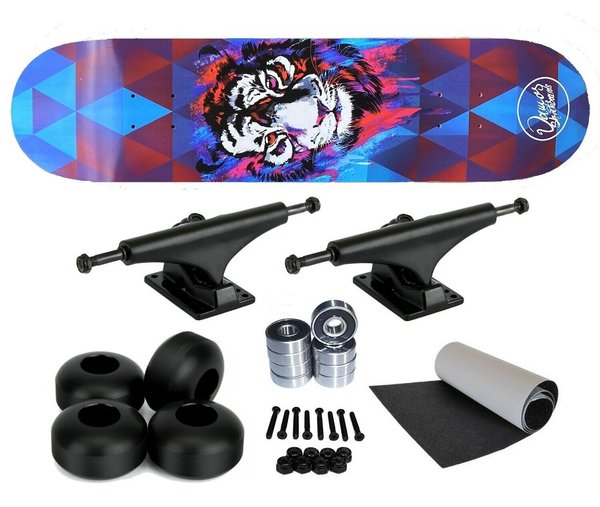Vamos TIGER Deck, Achsen, Grip, Bearings, Wheels Komplett Skateboard Setup 8.50"