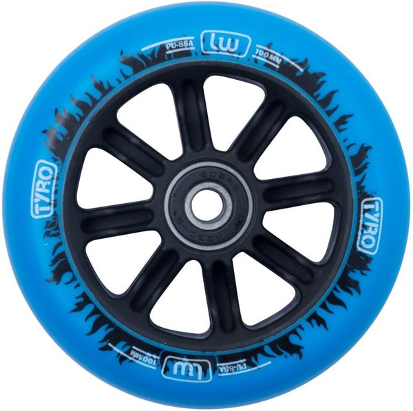 Longway Tyro Nylon Core Stunt Scooter Rolle (110mm - Blue/Black Flame)