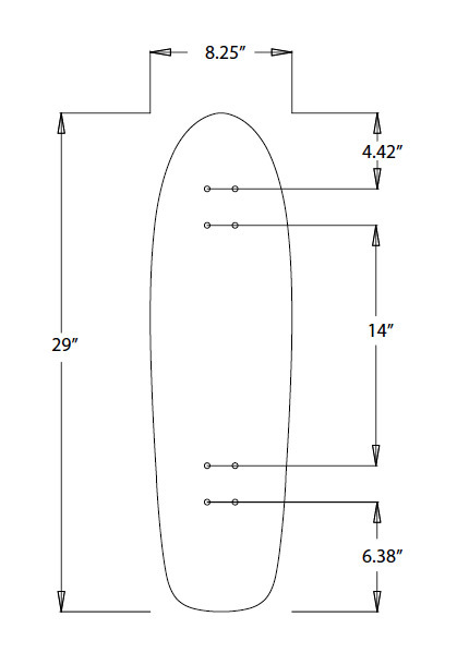 VAMOS SKATEBOARDS ICE CRUISER / OLDSCHOOL - SHAPED DECK 29" x 8.25" (Small Bomb)