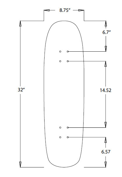 VAMOS SKATEBOARDS PIZZA CRUISER / OLDSCHOOL - SHAPED DECK 32" x 8.75" (The Ship)