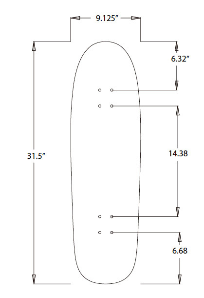 VAMOS SKATEBOARDS BANANA CRUISER / OLDSCHOOL - SHAPED DECK 31.5" x 9.13" (Big Bomb)